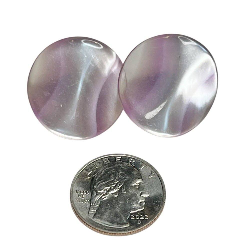 Vintage Concave Dome Purple Pierced Earrings Unique Retro Jewelry - Picture 5 of 6